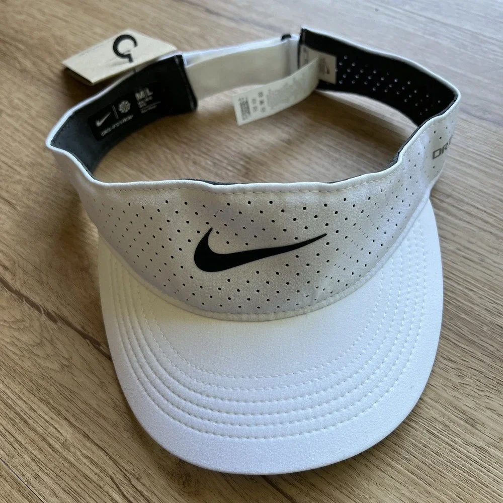 Nike Ace Visor Size M/L Dri-Fit ADV White Black Tennis Golf Visor FD6443-100